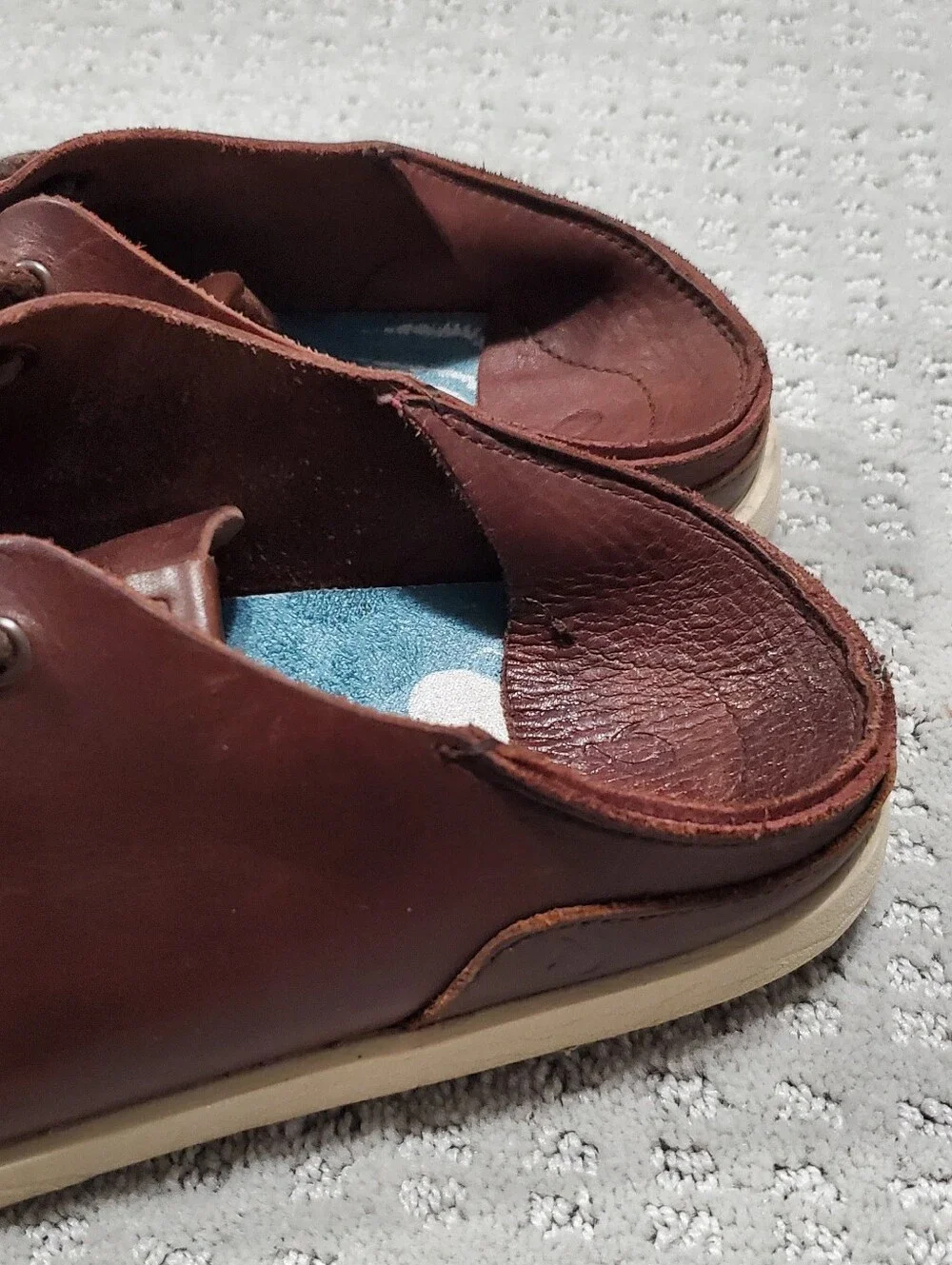 OluKai Nalukai 10378-SA20 Brown Leather Casual Sneaker Men Shoes Size 9 Lace Up